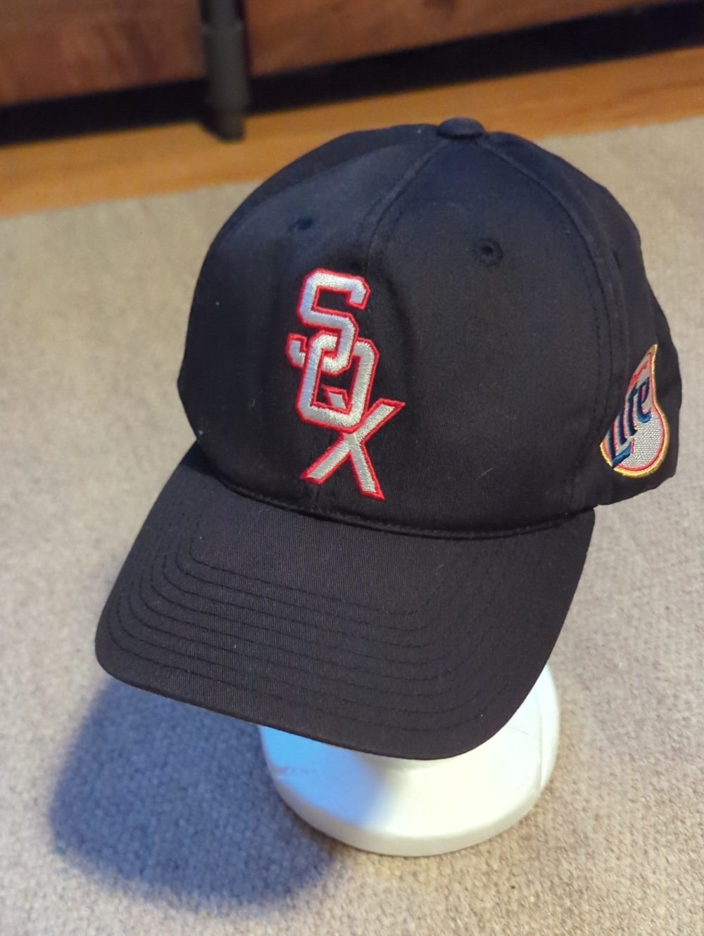 Chicago White Sox 1950s Retro Logo Miller Lite Adjustable Hat